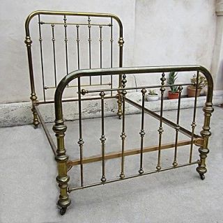 Vintage Brass Bed Two Inch Tubing on Casters Size Full ? Interlocking 