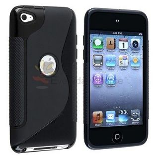 Smoke/Black S Shape TPU Skin Gel Hard Soft Case Cover For iPod touch 4 