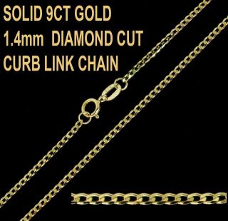 9CT 375 YELLOW GOLD 16 18 20 22 24 INCH FLAT CURB CHAIN NECKLACE UK