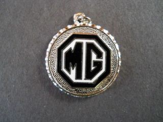   MGA ROADSTER Black White MG Logo Cloisonne Necklace Pendant Medallion