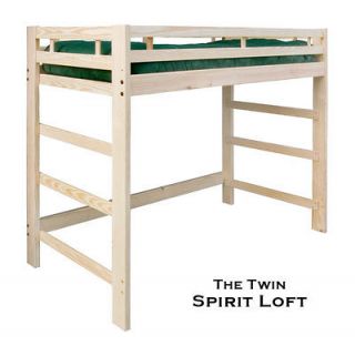 Twin Size Spirit Loft Bed Frame   Unfinished Pine Wood