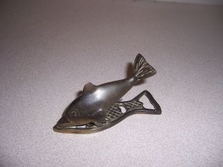 VINTAGE SOLID BRASS DOLPHIN WALL HUNG PAPER CLIP   NAUTICAL DECOR