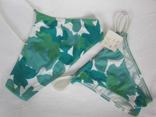   DIESEL Green Patterned One Shoulder Two Piece Bikini Swimsuit M 8/10