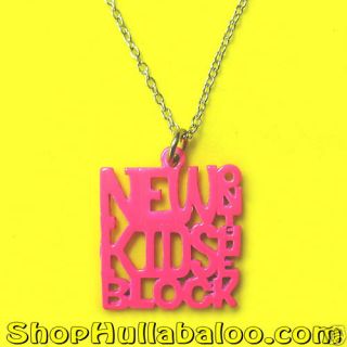 Vintage New Kids on the Block Neon Pink Necklace NKOTB