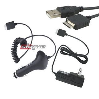3in1 USB Cable Home Wall+Car Charger Adapter for Sony Walkman NWZ S544 
