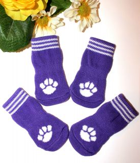   Non Slip Grip Dog Cat Socks Skid Free PURPLE for Small Breed S, M, L
