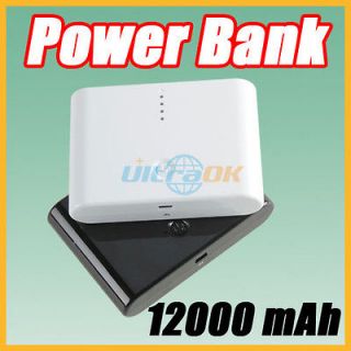 12000mAh 2 USB Charger External Battery Power Bank Pack for iPhone HTC 