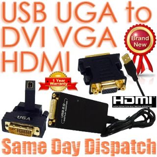 USB 2.0 UGA to DVI I VGA HDMI HD Multi Display Converter Adapter for 