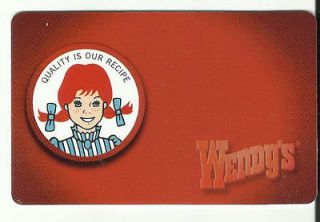 WENDYS 2011 Collectible No Value Gift Card   PORTRAIT   Buy 6 Ship 