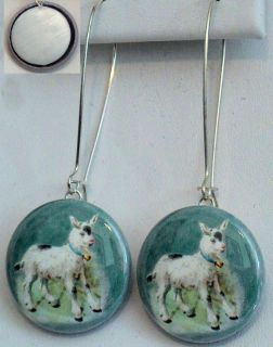 Button Earrings Mother of Pearl Shell Goat Kid RSLM