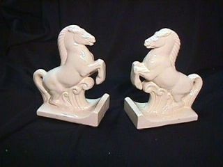 Vintage 40s McCoy Pottery Leaping Horse Large Bookends