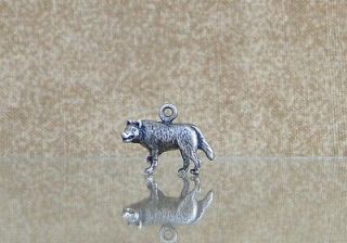 Vintage Sterling Silver 3D Growling Wolf Animal Bracelet Charm