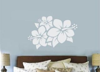 Hibiscus Flower Vinyl Decal Wall Sticker Teen Bedroom Decor Hawaiian 