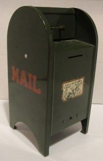 Vintage Toy Mail Box Mailbox Old Metal Bank