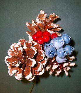 50) PINE CONE CHRISTMAS WREATH DECORATION PIC Pinecones Blueberries 