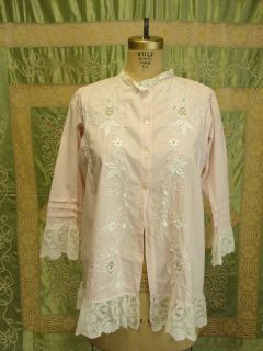 ROMANTIC VICTORIAN 1900S DREAMY PINK EMBROIDERED FLORAL LACE BOUDOIR 