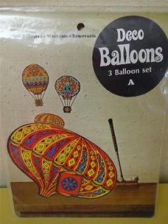 UNUSED Vtg 1970 Childs Wall Decoration HOT AIR BALLOON 3 Piece MURAL