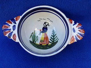 HB QUIMPER FRANCE HANDPAINTED DUTCH GIRL LUG BOWL