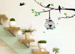 Newly listed A Tree Green Pink Bird Cage Removable Wall Decals Vinyl 
