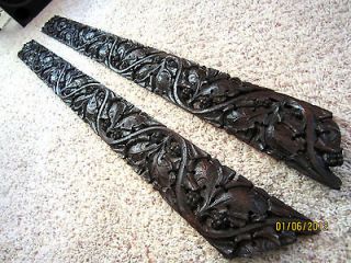  Gothic Tiger Oak Trim Leaf Ornately Carved Victorian Pediment Boards