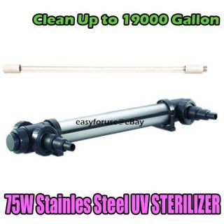 75W Stainless Steel UV Sterilizer Up to 19000 Gal Pond Suitable 4 High 