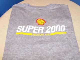 SHELL OIL Company SUPER 2000 Motor Oil Tri Blend Rayon   Gray T Shirt 