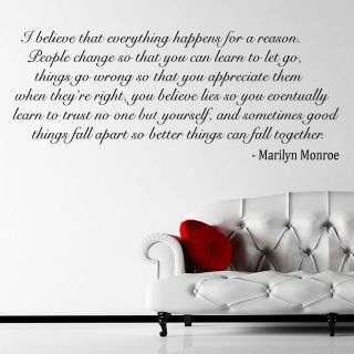   Monroe Quote I Believe Wall Sticker Decal Wall Mural Self Adhesive