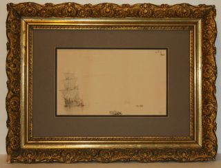   CROPSEY 1851; Spectacular Watercolor, SHIPS ON RIVER; Fancy Frame