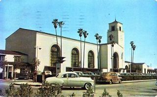   CA 1952 Union Station Old Cars Phone Booth VINTAGE 1950S CALIFORNIA