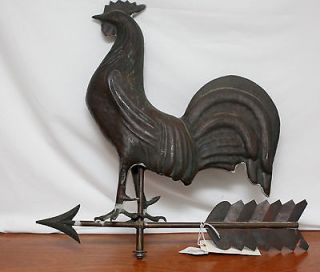   COPPER HOLLOW BODY ROOSTER WEATHERVANE WITH FANTASTIC DETAILS