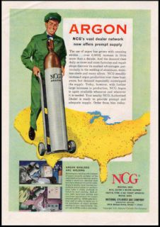 1956 vintage ad for NCG Argon Gas Cylinders 1372