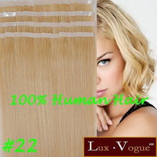 40pcs 100% Human Hair 3M Tape in Extensions Remy #22 (Light Blonde)
