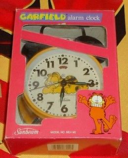 1978 Garfield twin bell alarm clock in box Sunbeam model #883 140