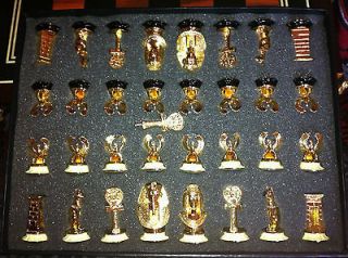   1980s Very Rare Franklin Mint Tut Tutankhamun Egyptian Chess Set GOLD