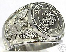 2pcs Mens warrior hero badge USA marine corps USMC ring stainless 