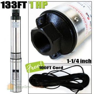   1HP 4in Stainless Steel Bore Submersible Deep Well Pump 120V 18.5GPM