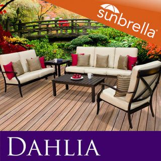Dahlia Outdoor Cast Aluminum Sofa Sectional Patio Set W/ Sunbrella 