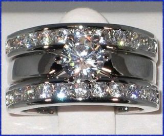   Platinum EP Bridal Engagement Wedding Ring Guard Set   SIZE 7