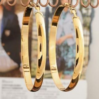   9K Yellow Gold Filled Large Hoop Earrings 55 mm diameter ~ UK SELLER