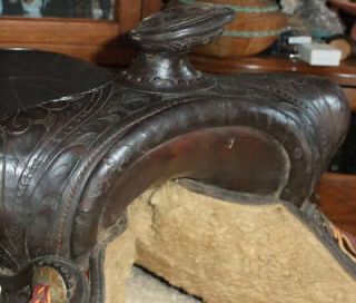 Vintage Saddle Western Roping Hand Tooled Signed Arkla Village Emmet 