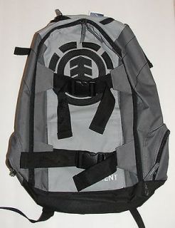 New ELEMENT Mohave Backpack Light Grey Black Skateboarding Bookbag Nwt