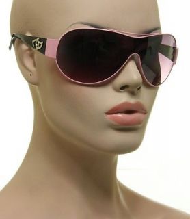 New DG Womens Aviator Shield Sunglasses Oversized Wrap Pink & Black 