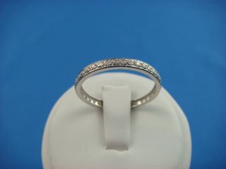   WHITE GOLD THIN ETERNITY PAVE SET RING BAND SIZE 9 1/4 2.4 MM WIDE