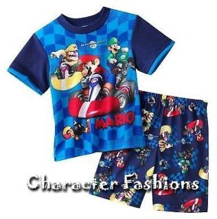 Boys MARIO KART Wii Pajamas pjs Size 4 6 8 10 12 Shirt Shorts NINTENDO