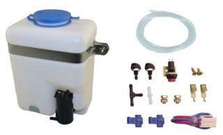 Universal Windshield Washer Kit w/ Pump Reservoir Bottle Wiring Switch 