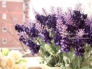60 white or light purple or purple lavender silk flowers