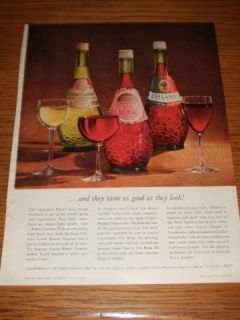 VINTAGE 1964 Gallo White Red Dinner Wine Print Ad Art 2