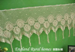   hand crochet lace Cotton Cafe off white Curtain/Valanc​e with tassel