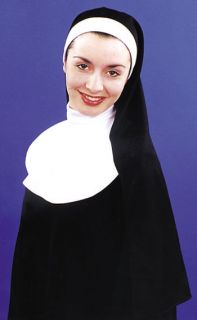 Nun Costume Kit Accessory Black Headpiece White Trim & Collar NEW