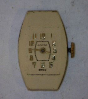 Vintage ACCRO 7 Jewel Swiss Movement Unadjusted For Parts/Repair